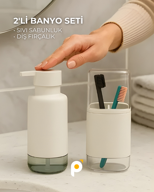 2’li Sıvı Sabunluk ve Diş Fırçalık Seti