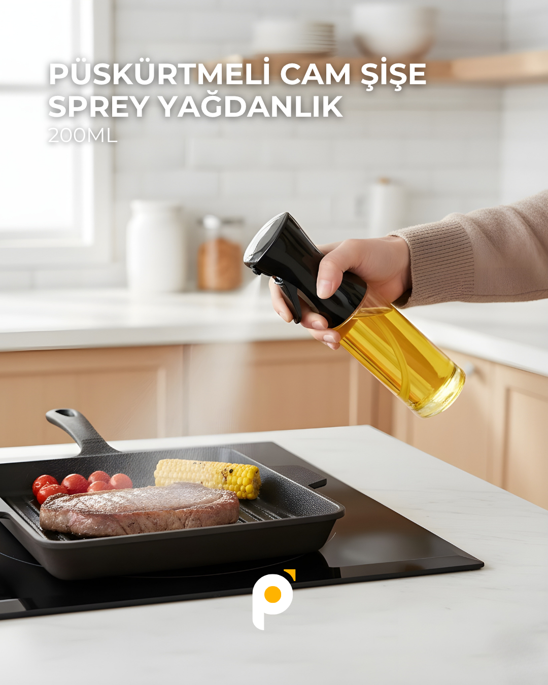 2'li Püskürtmeli Cam Şişe Sprey Yağdanlık