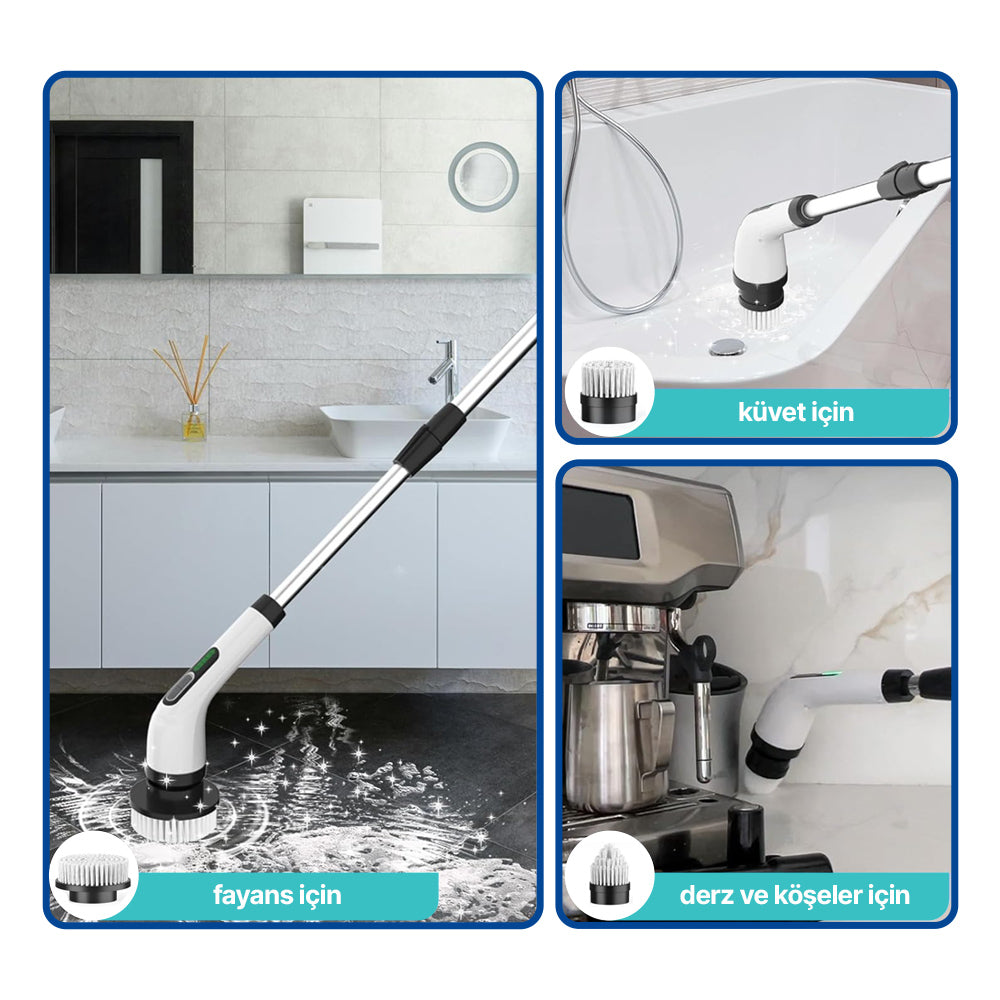 7 Temizleme Başlıklı Dijital - Banyo-Mutfak-Araç Temizlik Fırçası Seti